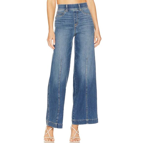 NWT SPANX Seamed Front Wide Leg Jean-sz 1X - Picture 1 of 9